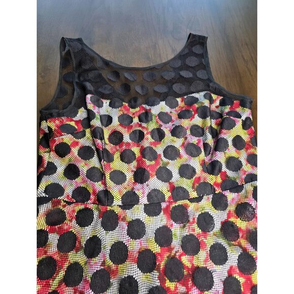 Betsey Johnson Polka Dot Illusion Skater Dress Floral - Picture 3 of 16